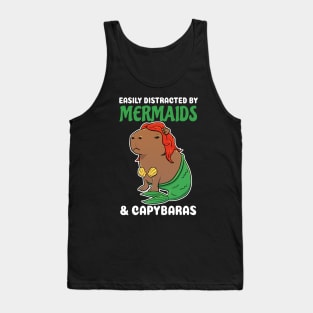Easily Distracted by Mermaids and Capybaras Cartoon Tank Top